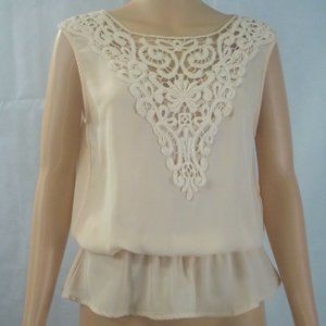 Gibson Latimer Ivory Sleeveless Lace Blouse Small